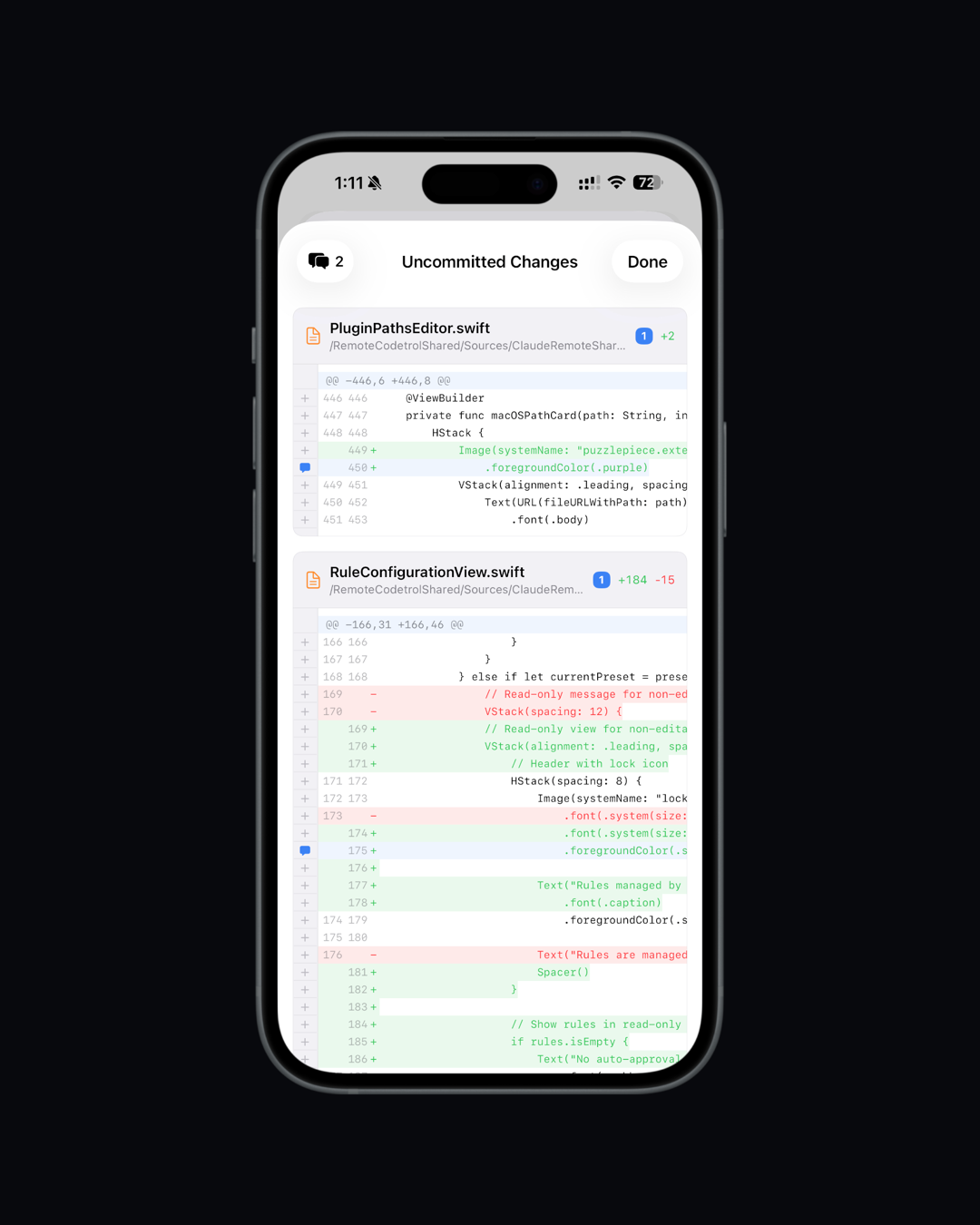 Code review on mobile